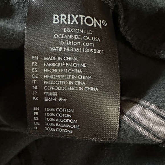 Brixton Men's Dark Tee with Gray Stripes - Picture 3 of 3